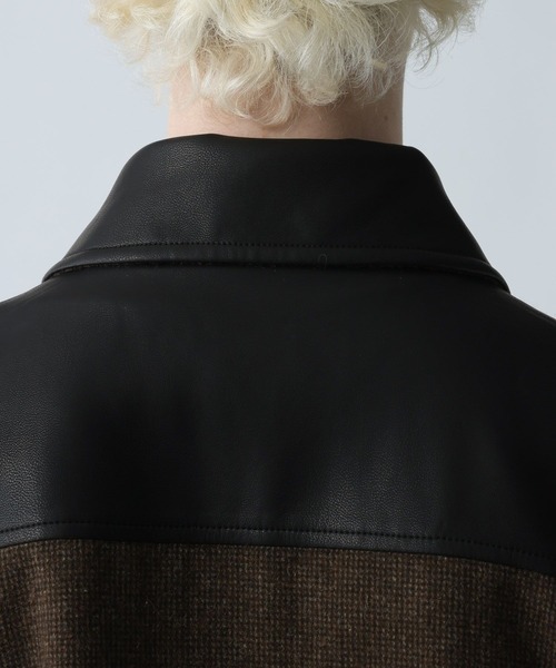 HARE（ハレ）の「レザーキリカエツイードブルゾン(HARE)（ブルゾン・メンズ・ブラウン/ブラック・SMALL/MEDIUM）」の22枚目の写真