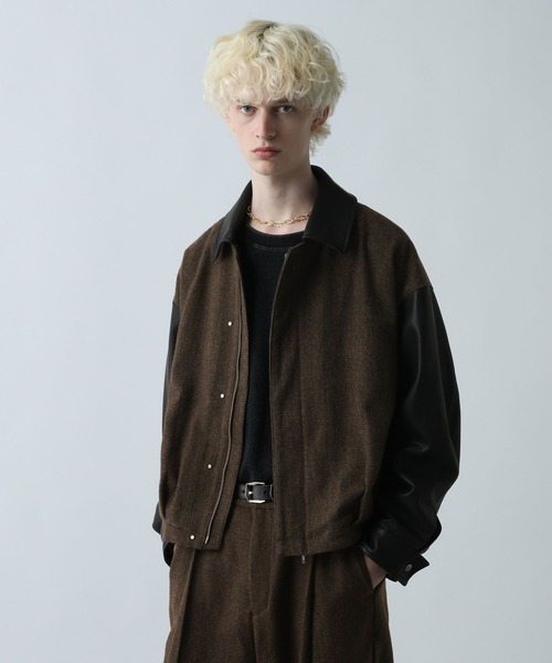 HARE（ハレ）の「レザーキリカエツイードブルゾン(HARE)（ブルゾン・メンズ・ブラウン/ブラック・SMALL/MEDIUM）」の7枚目の写真