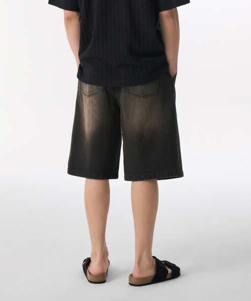 MUSINSA STANDARD（ムシンサスタンダード）の「ビッグブラシワンタックバミューダデニムパンツ[イエローブラック]（デニムパンツ・メンズ・その他・26/27/28/29/30/40/31/32/33/34/36/38/42）」の3枚目の写真