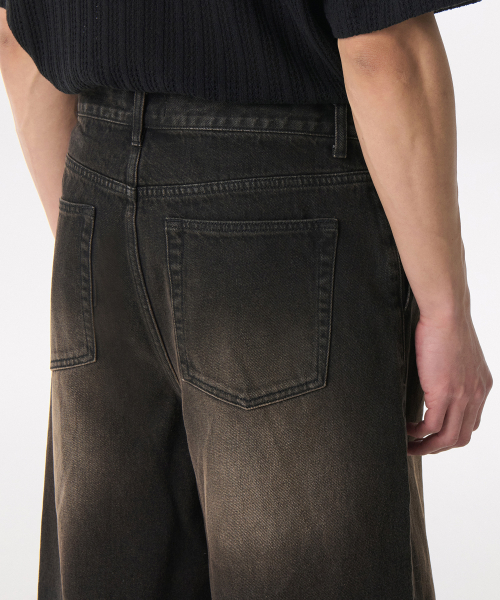 MUSINSA STANDARD（ムシンサスタンダード）の「ビッグブラシワンタックバミューダデニムパンツ[イエローブラック]（デニムパンツ・メンズ・その他・26/27/28/29/30/40/31/32/33/34/36/38/42）」の6枚目の写真