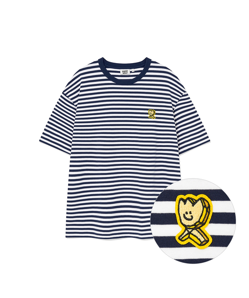 Wacky WiLLy(ワッキーウィリー)の「グラフィックキキストライプ半袖Tシャツ(2色)(Tシャツ/カットソー・レディース・グリーン/ネイビー・SMALL/MEDIUM/LARGE)」の2枚目の写真