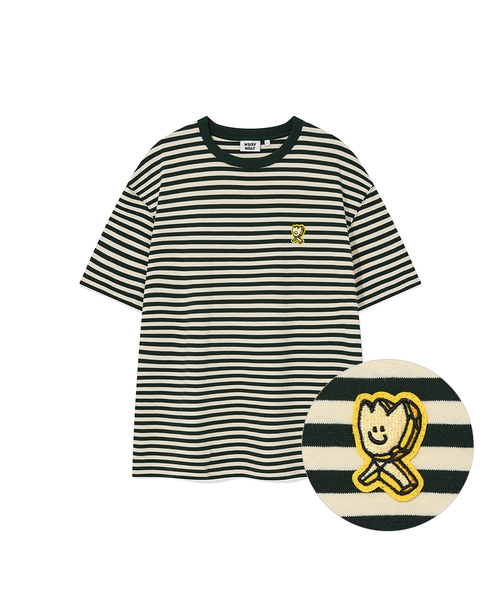 Wacky WiLLy(ワッキーウィリー)の「グラフィックキキストライプ半袖Tシャツ(2色)(Tシャツ/カットソー・レディース・グリーン/ネイビー・SMALL/MEDIUM/LARGE)」の1枚目の写真