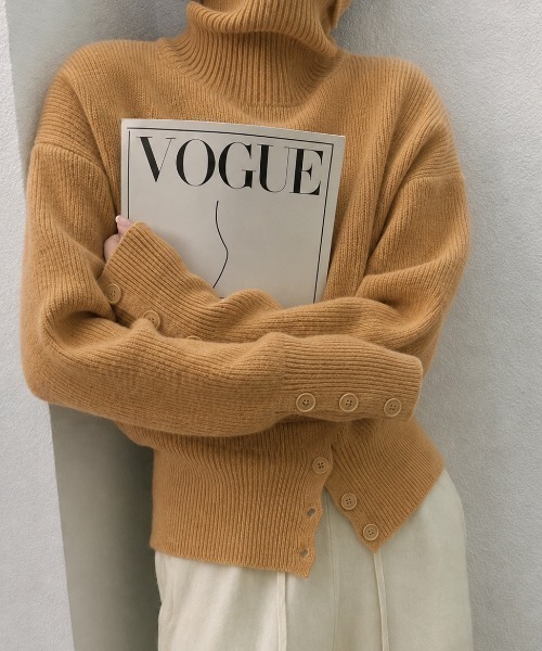 Beststore(ベストストア)の「【秋冬】ハイネック タートルボタン ニットセーター トップス(ニット/セーター・レディース・ブラック/カーキ/グレー/ホワイト/グリーン/キャメル/ベージュ/パープル/ブラウン・FREE)」の9枚目の写真