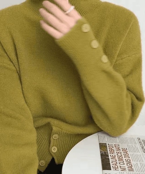 Beststore(ベストストア)の「【秋冬】ハイネック タートルボタン ニットセーター トップス(ニット/セーター・レディース・ブラック/カーキ/グレー/ホワイト/グリーン/キャメル/ベージュ/パープル/ブラウン・FREE)」の19枚目の写真