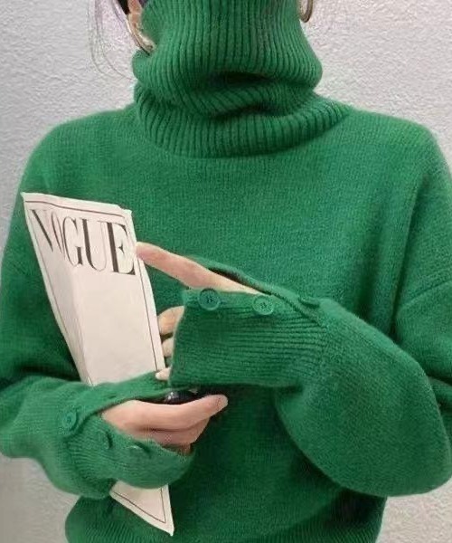 Beststore(ベストストア)の「【秋冬】ハイネック タートルボタン ニットセーター トップス(ニット/セーター・レディース・ブラック/カーキ/グレー/ホワイト/グリーン/キャメル/ベージュ/パープル/ブラウン・FREE)」の16枚目の写真