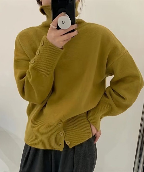 Beststore(ベストストア)の「【秋冬】ハイネック タートルボタン ニットセーター トップス(ニット/セーター・レディース・ブラック/カーキ/グレー/ホワイト/グリーン/キャメル/ベージュ/パープル/ブラウン・FREE)」の17枚目の写真