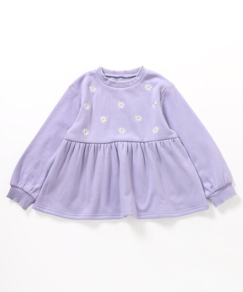 apres les cours（アプレレクール）の「【WEB限定/あったか】裏シャギーペプラム刺繍トレーナー（スウェット・キッズ・ラベンダー/ネイビー/ローズ/アイボリー・80/90/100/110/120/130/140）」の3枚目の写真