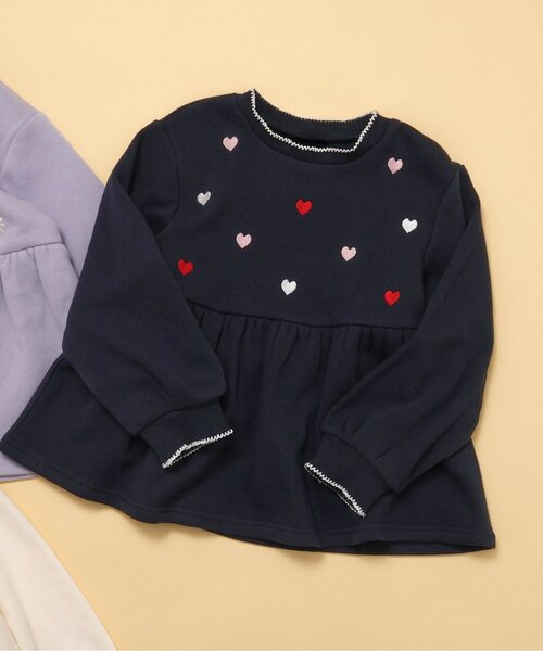 apres les cours（アプレレクール）の「【WEB限定/あったか】裏シャギーペプラム刺繍トレーナー（スウェット・キッズ・ラベンダー/ネイビー/ローズ/アイボリー・80/90/100/110/120/130/140）」の2枚目の写真