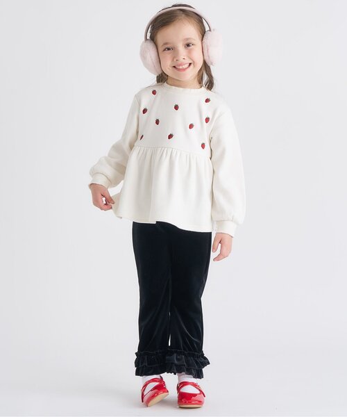 apres les cours（アプレレクール）の「【WEB限定/あったか】裏シャギーペプラム刺繍トレーナー（スウェット・キッズ・ラベンダー/ネイビー/ローズ/アイボリー・80/90/100/110/120/130/140）」の6枚目の写真