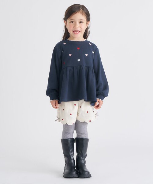 apres les cours（アプレレクール）の「【WEB限定/あったか】裏シャギーペプラム刺繍トレーナー（スウェット・キッズ・ラベンダー/ネイビー/ローズ/アイボリー・80/90/100/110/120/130/140）」の10枚目の写真