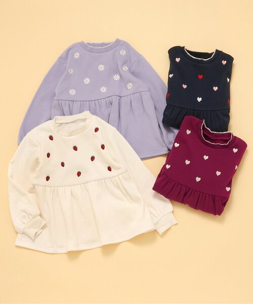 apres les cours（アプレレクール）の「【WEB限定/あったか】裏シャギーペプラム刺繍トレーナー（スウェット・キッズ・ラベンダー/ネイビー/ローズ/アイボリー・80/90/100/110/120/130/140）」の14枚目の写真