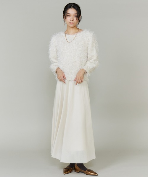 INED(イネド)の「シャギーヤーンニットプルオーバー(ニット/セーター・レディース・オフホワイト/ブラック・9号/11号)」の13枚目の写真