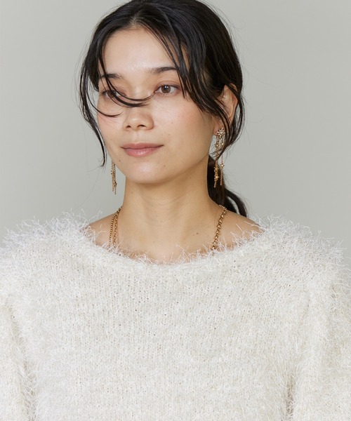 INED(イネド)の「シャギーヤーンニットプルオーバー(ニット/セーター・レディース・オフホワイト/ブラック・9号/11号)」の19枚目の写真