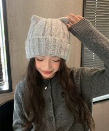 ampm（エーエムピーエム）の「もこもこキャットイヤービーニー（ニットキャップ/ビーニー）」