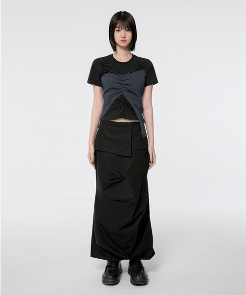 FLAREUP(フレアアップ)の「Bustier Layered T-Shirt (FL-122_Black&Charcoal)(Tシャツ/カットソー・レディース・チャコールグレー×ブラック・OS)」の6枚目の写真