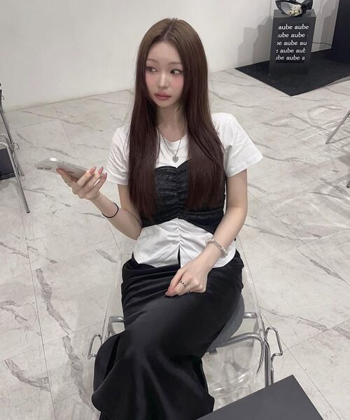 FLAREUP(フレアアップ)の「Bustier Layered T-Shirt (FL-122_Black&Charcoal)(Tシャツ/カットソー・レディース・チャコールグレー×ブラック・OS)」の15枚目の写真