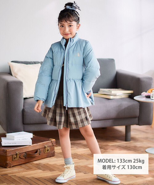 Noeil aime BeBe(ノイユエイムベベ)の「ペプラム付きタフタダウンコート(ダウンジャケット/コート・キッズ・ブルー/ピンク・130cm/100cm/120cm/110cm/90cm)」の8枚目の写真