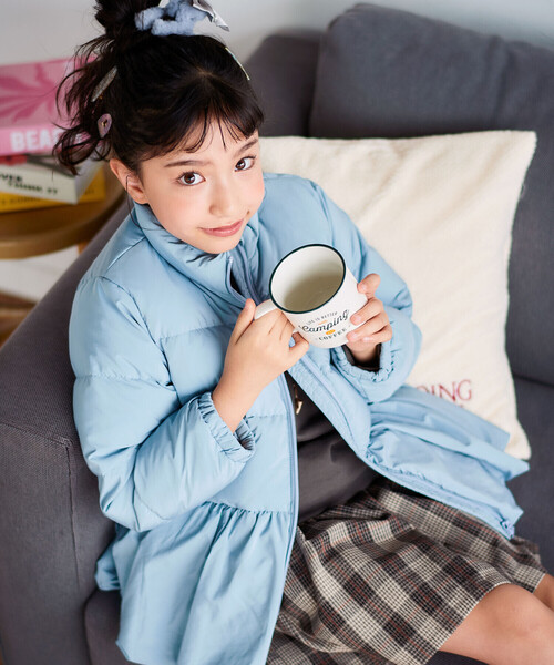 Noeil aime BeBe(ノイユエイムベベ)の「ペプラム付きタフタダウンコート(ダウンジャケット/コート・キッズ・ブルー/ピンク・130cm/100cm/120cm/110cm/90cm)」の9枚目の写真