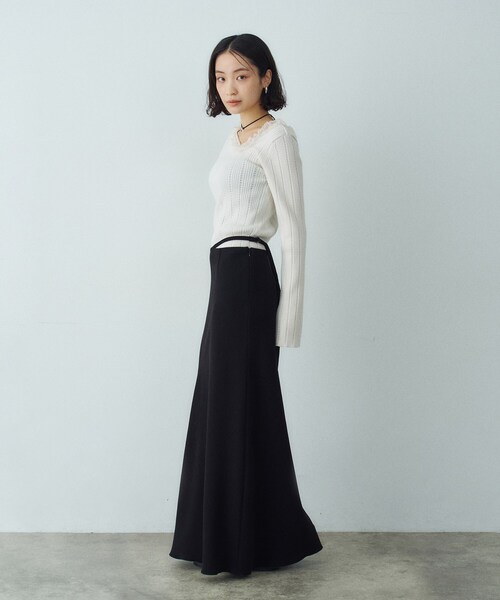 CODE A(コードエー)の「◆lace frill asymmetric knit(ニット/セーター・レディース・オフホワイト/グレー・00)」の9枚目の写真