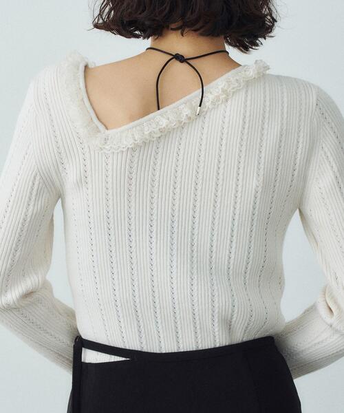 CODE A(コードエー)の「◆lace frill asymmetric knit(ニット/セーター・レディース・オフホワイト/グレー・00)」の11枚目の写真