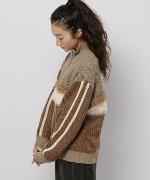 niko and...（ニコアンド）の「フェザー&ラインZIPカーディガン（カーディガン/ボレロ・レディース・アイボリー/ネイビー/ブラウン・FREE）」の2枚目の写真