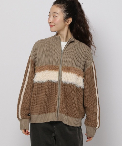niko and...（ニコアンド）の「フェザー&ラインZIPカーディガン（カーディガン/ボレロ・レディース・アイボリー/ネイビー/ブラウン・FREE）」の4枚目の写真