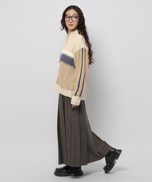 niko and...（ニコアンド）の「フェザー&ラインZIPカーディガン（カーディガン/ボレロ・レディース・アイボリー/ネイビー/ブラウン・FREE）」の6枚目の写真