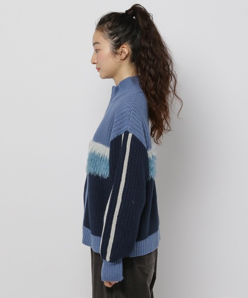 niko and...（ニコアンド）の「フェザー&ラインZIPカーディガン（カーディガン/ボレロ・レディース・アイボリー/ネイビー/ブラウン・FREE）」の12枚目の写真