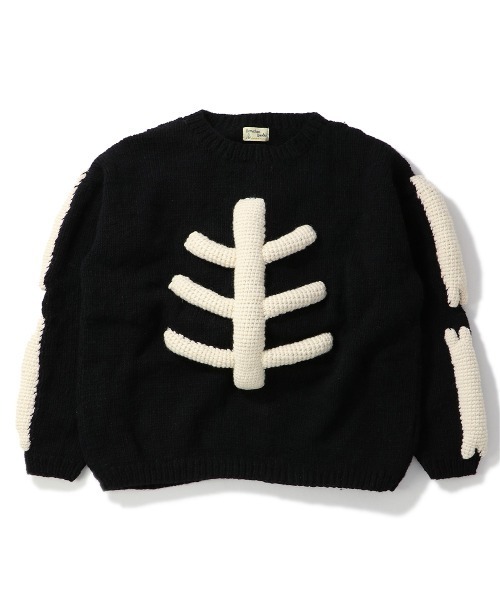 UNION(UNION TOKYO)(ユニオン)の「MacMahon Knitting Mills Crew Neck Knit-3D Bone マクマホンニッティングミルズ(ニット/セーター・メンズ・ブラック×ホワイト・FREE)」の1枚目の写真