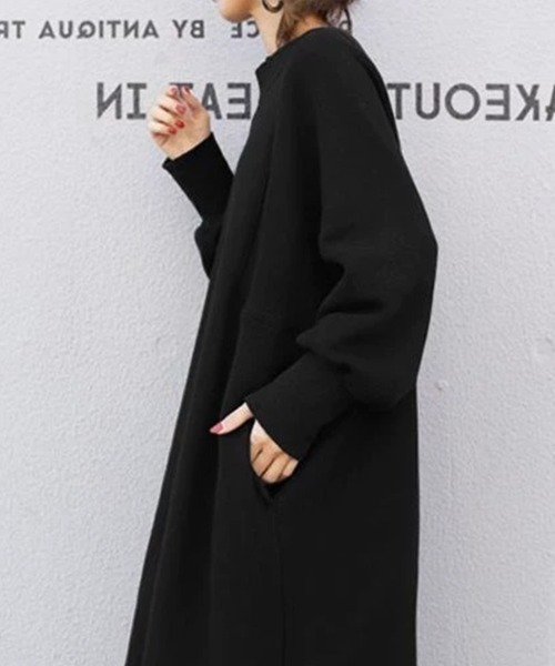 SallyLunn（サリーラン）の「スリットロングワンピース（ワンピース・レディース・ブラック/グレー・MEDIUM/LARGE）」の3枚目の写真