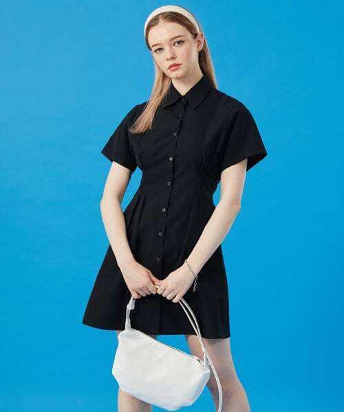 KOLEAT（コレット）の「WOMENクロップスリム無地半袖シャツミニワンピース【BLACK】スカートスカートver。（ワンピース・レディース・その他・FREE）」の5枚目の写真