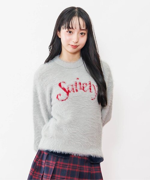 algy(アルジー)の「ロゴジャガードシャギーニット(ニット/セーター・キッズ・レッド/オフホワイト/グレー・XX-SMALL/X-SMALL/SMALL/MEDIUM)」の1枚目の写真