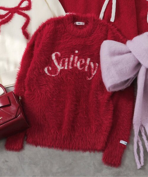 algy(アルジー)の「ロゴジャガードシャギーニット(ニット/セーター・キッズ・レッド/オフホワイト/グレー・XX-SMALL/X-SMALL/SMALL/MEDIUM)」の2枚目の写真