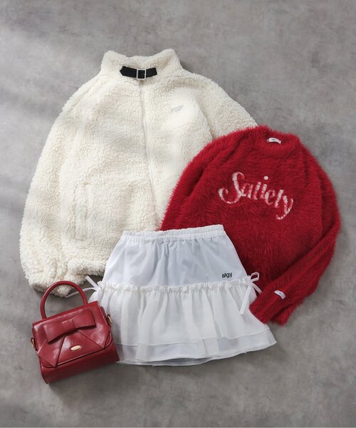 algy(アルジー)の「ロゴジャガードシャギーニット(ニット/セーター・キッズ・レッド/オフホワイト/グレー・XX-SMALL/X-SMALL/SMALL/MEDIUM)」の7枚目の写真