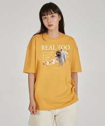 リアルジュ フラワーポメ ラウンドネック 15番手 綿 半袖Tシャツ_チェダー