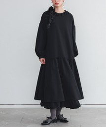 襟レースフレアワンピース