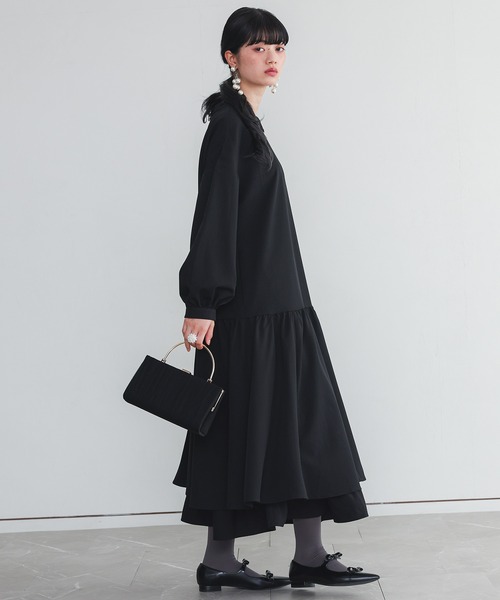 somari imagination（ソマリ イマジネーション）の「『襟レースフレアワンピース』（ドレス・レディース・ブラック/チャコールグレー・1/2）」の13枚目の写真