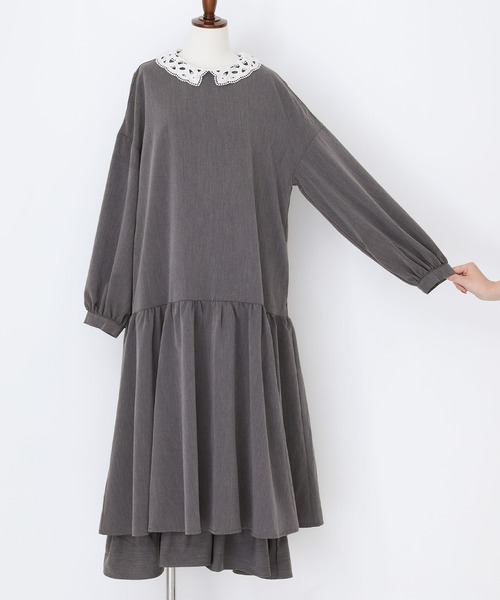 somari imagination（ソマリ イマジネーション）の「『襟レースフレアワンピース』（ドレス・レディース・ブラック/チャコールグレー・1/2）」の11枚目の写真