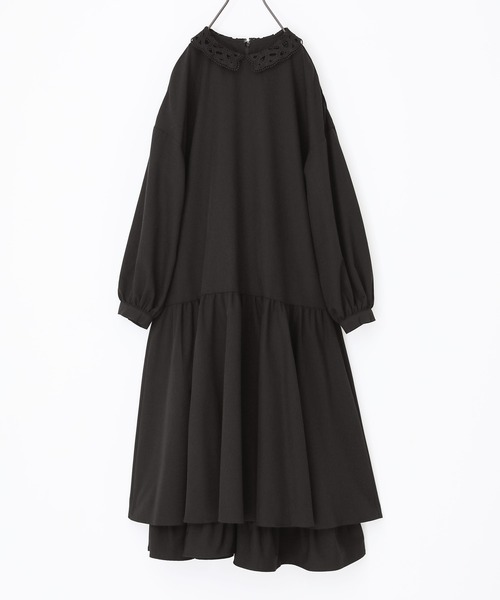 somari imagination（ソマリ イマジネーション）の「『襟レースフレアワンピース』（ドレス・レディース・ブラック/チャコールグレー・1/2）」の3枚目の写真