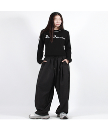 STRIPE CHICANO WIDE ONE-TUCK PANTS - deep charcoal