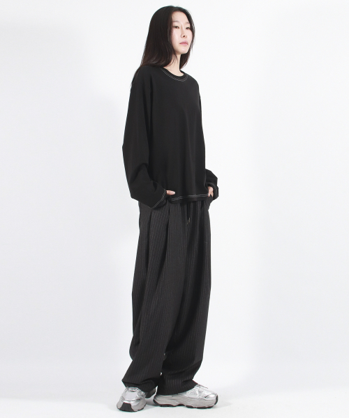 DEMARC(ドゥマーク)の「STRIPE CHICANO WIDE ONE-TUCK PANTS - deep charcoal(スラックス・レディース・その他・MEDIUM/LARGE)」の12枚目の写真
