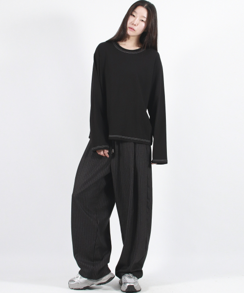 DEMARC(ドゥマーク)の「STRIPE CHICANO WIDE ONE-TUCK PANTS - deep charcoal(スラックス・レディース・その他・MEDIUM/LARGE)」の13枚目の写真
