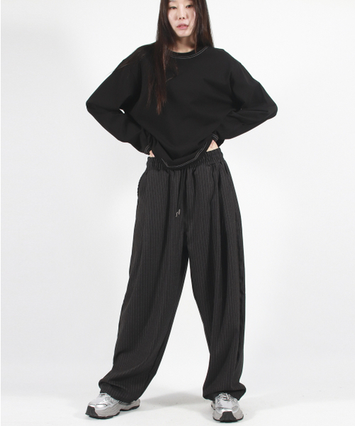 DEMARC(ドゥマーク)の「STRIPE CHICANO WIDE ONE-TUCK PANTS - deep charcoal(スラックス・レディース・その他・MEDIUM/LARGE)」の14枚目の写真