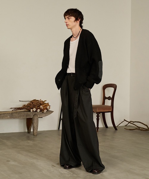 Forte(フォルテ)(フォルテ)の「Contrast Elbow Patch Cardigan/コントラストエルボーパッチカーディガン/手洗い可能(カーディガン/ボレロ・メンズ・グレー/ブラック/カーキ・MEDIUM/LARGE)」の5枚目の写真