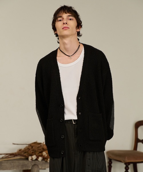 Forte(フォルテ)(フォルテ)の「Contrast Elbow Patch Cardigan/コントラストエルボーパッチカーディガン/手洗い可能(カーディガン/ボレロ・メンズ・グレー/ブラック/カーキ・MEDIUM/LARGE)」の10枚目の写真