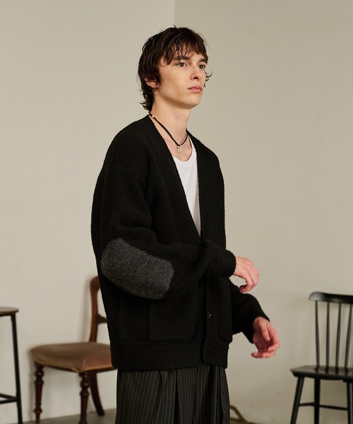 Forte(フォルテ)(フォルテ)の「Contrast Elbow Patch Cardigan/コントラストエルボーパッチカーディガン/手洗い可能(カーディガン/ボレロ・メンズ・グレー/ブラック/カーキ・MEDIUM/LARGE)」の14枚目の写真