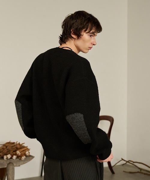 Forte(フォルテ)(フォルテ)の「Contrast Elbow Patch Cardigan/コントラストエルボーパッチカーディガン/手洗い可能(カーディガン/ボレロ・メンズ・グレー/ブラック/カーキ・MEDIUM/LARGE)」の18枚目の写真
