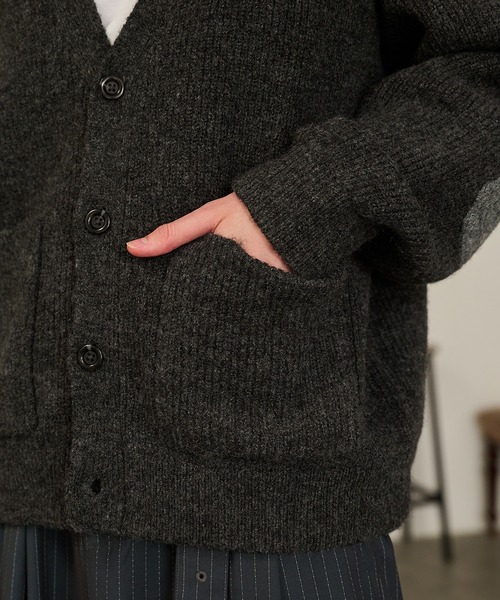 セール】Contrast Elbow Patch Cardigan/コントラストエルボーパッチ