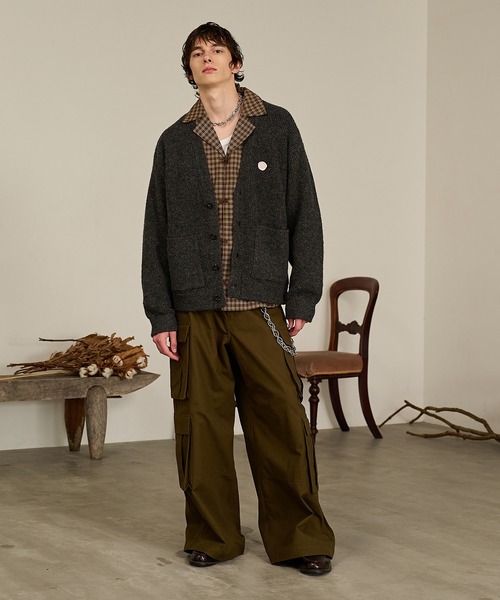 Forte(フォルテ)(フォルテ)の「Contrast Elbow Patch Cardigan/コントラストエルボーパッチカーディガン/手洗い可能(カーディガン/ボレロ・メンズ・グレー/ブラック/カーキ・MEDIUM/LARGE)」の21枚目の写真