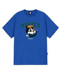 ハンターキャットグラフィックTシャツ - ブルー